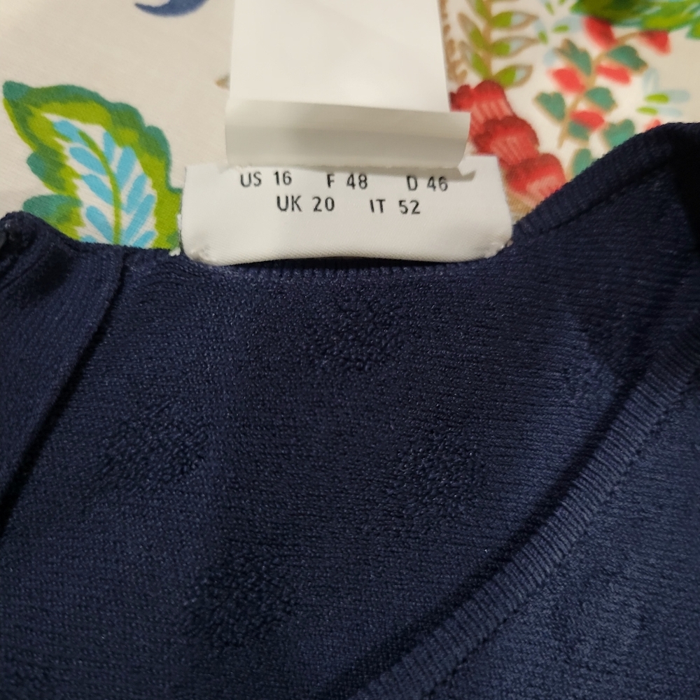 Akris punto Knit Jacquard Midi-Dress Size 16 Navy - Picture 13 of 14